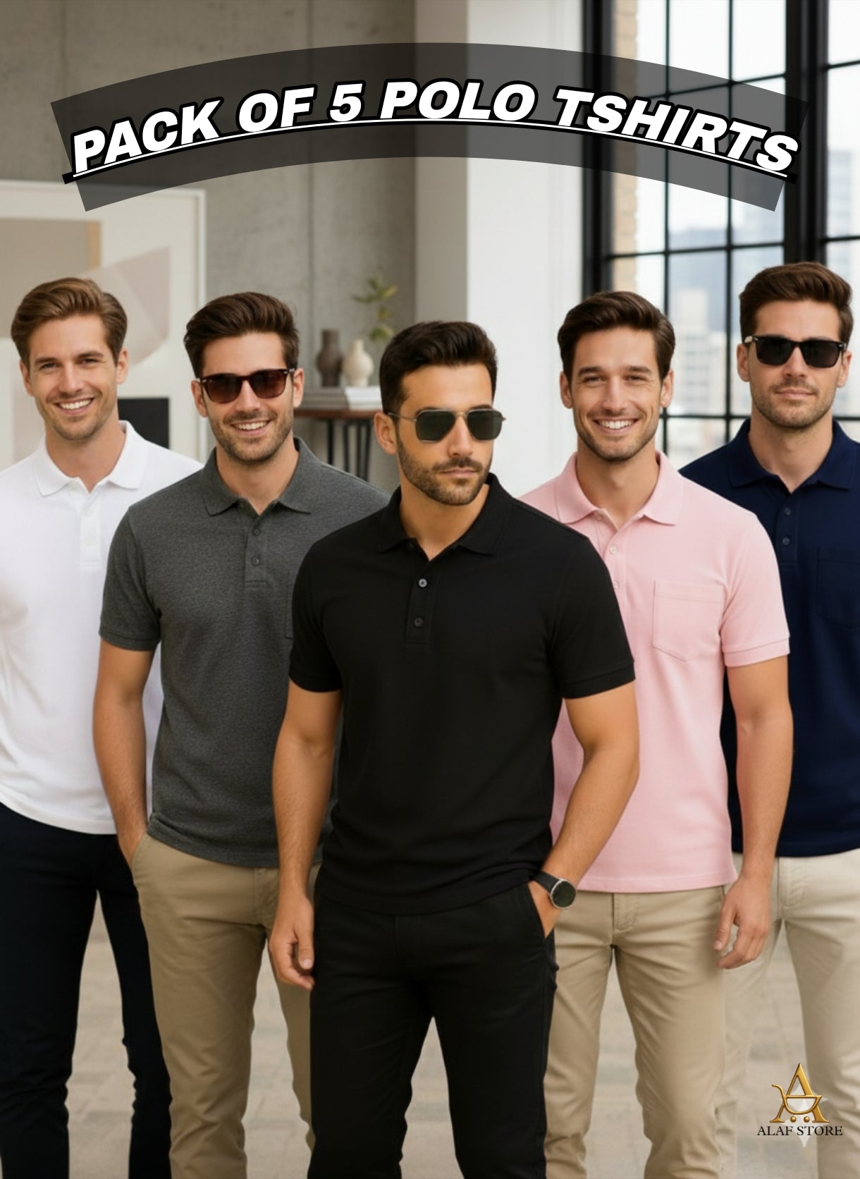 Poly Matte Solid Half Sleeves Mens Polo T-Shirt Pack Of 5